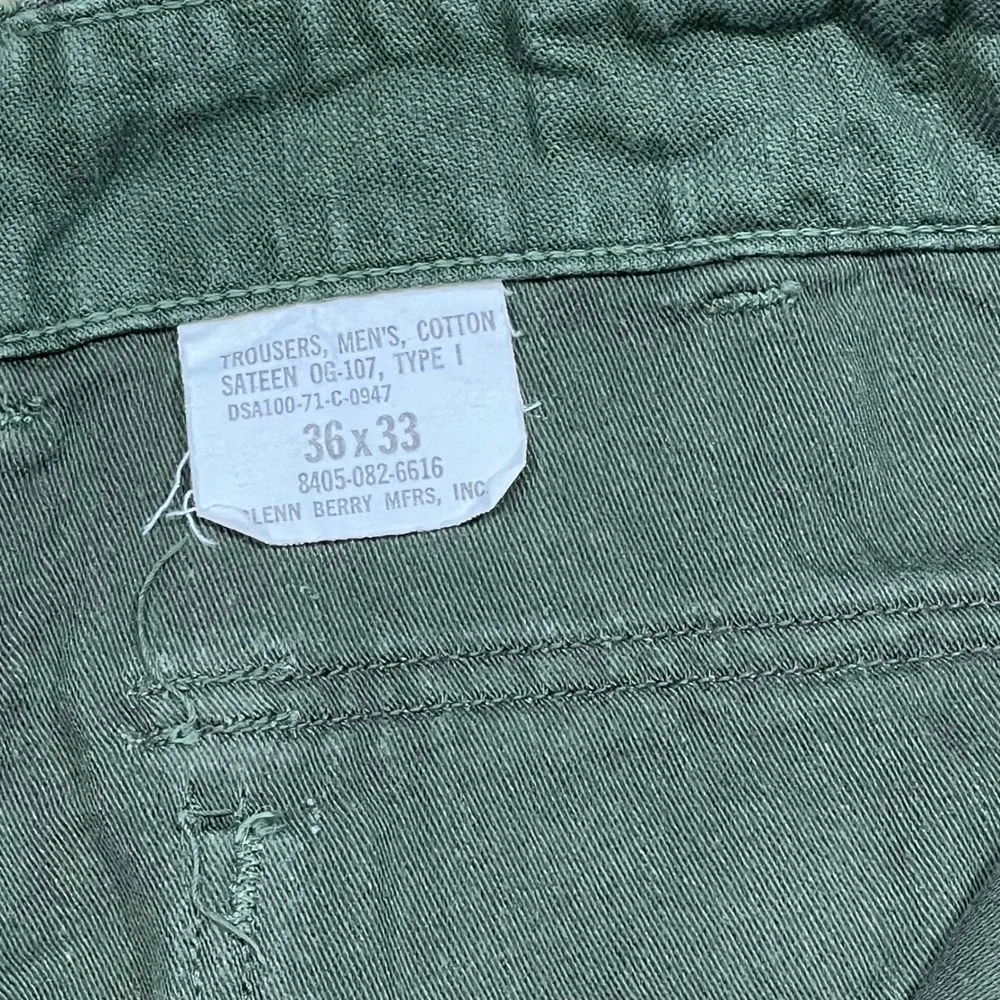 Vintage US Military OG-107 Cotton Sateen Fatigue Trousers Glenn Berry 36x33 ww2